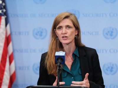 Stakeout by Ambassador Samantha Power, Permanent Representative of the United States of America and President of the Security Council for the month of September after briefing on the United Nations Mission in Liberia