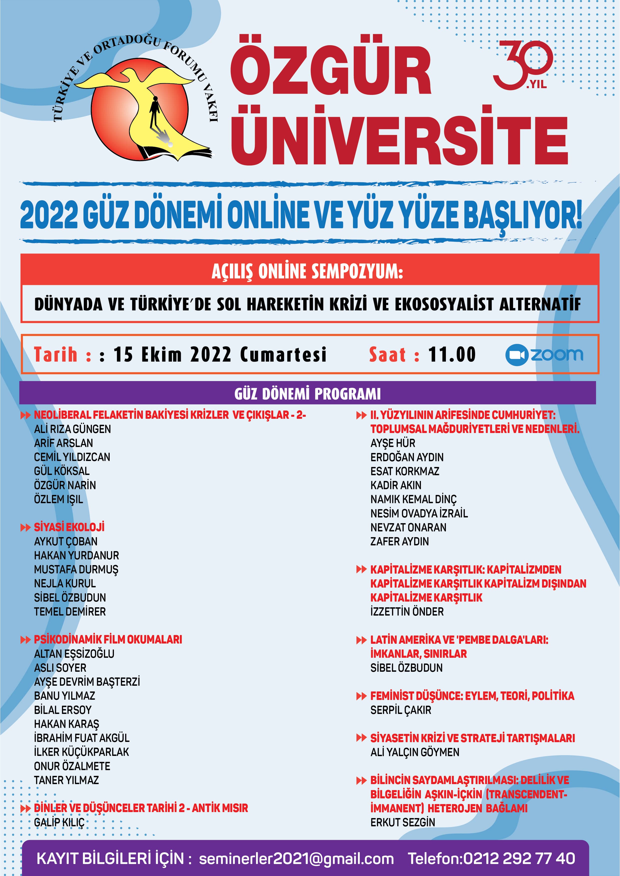 2022 Güz dönemi online ve yüz yüze başlıyor!