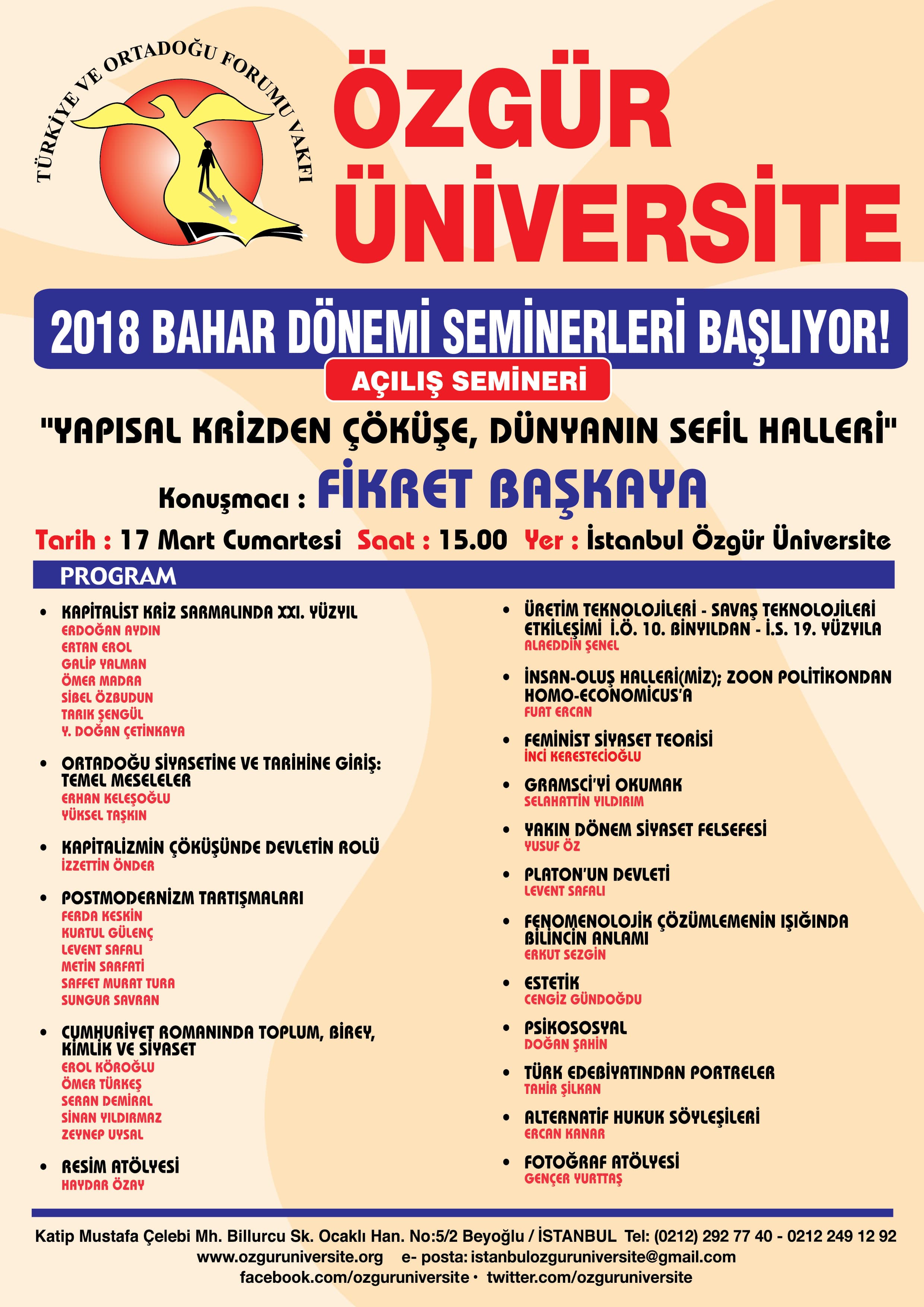 2018 BAHAR DÖNEMİ SEMİNERLERİ BAŞLIYOR...
