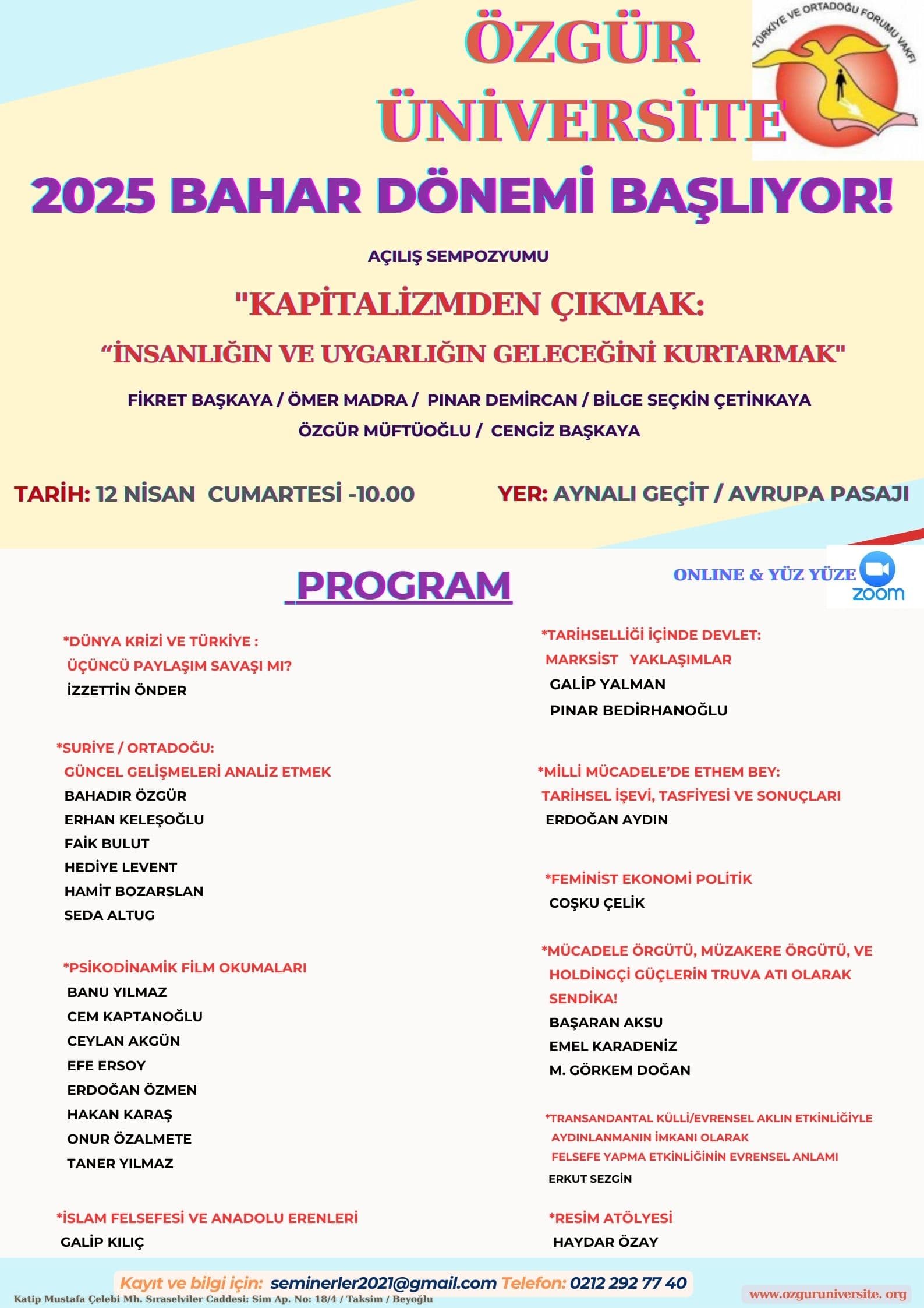 2025 Bahar dönemi başlıyor!